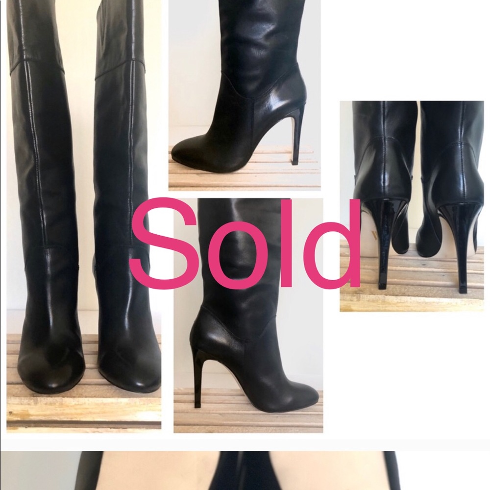 AVA&AIDEN black leather tall over the knee boots